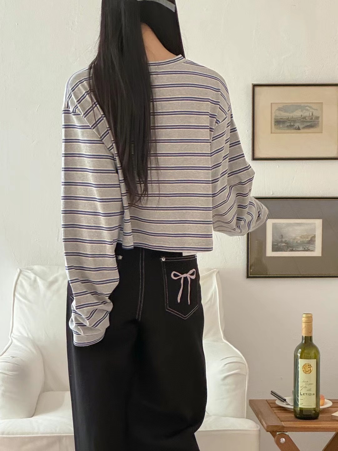 lalafit韓國直郵女裝新品職業24秋冬人氣休閑長袖T恤短款lalafit長袖T恤