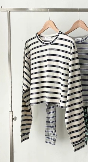 lalafit韓國直郵女裝新品職業24秋冬人氣休閑長袖T恤短款lalafit長袖T恤圖色1