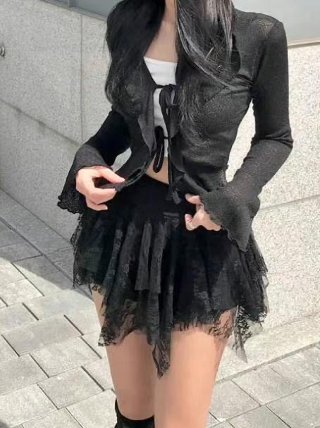 RACY韓國直郵女裝新品熱賣休閑推薦24秋冬時尚人氣短裙蕾絲RACY短裙