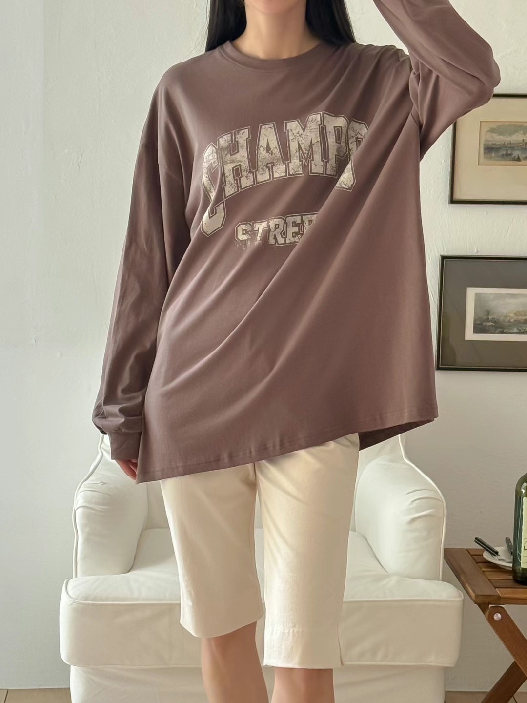 lalafit韓國直郵東大門實拍女裝新款時尚24秋冬休閑長袖T恤lalafit長袖T恤