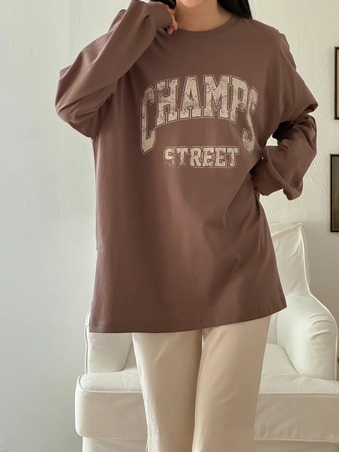 lalafit韓國直郵東大門實拍女裝新款時尚24秋冬休閑長袖T恤lalafit長袖T恤圖色2