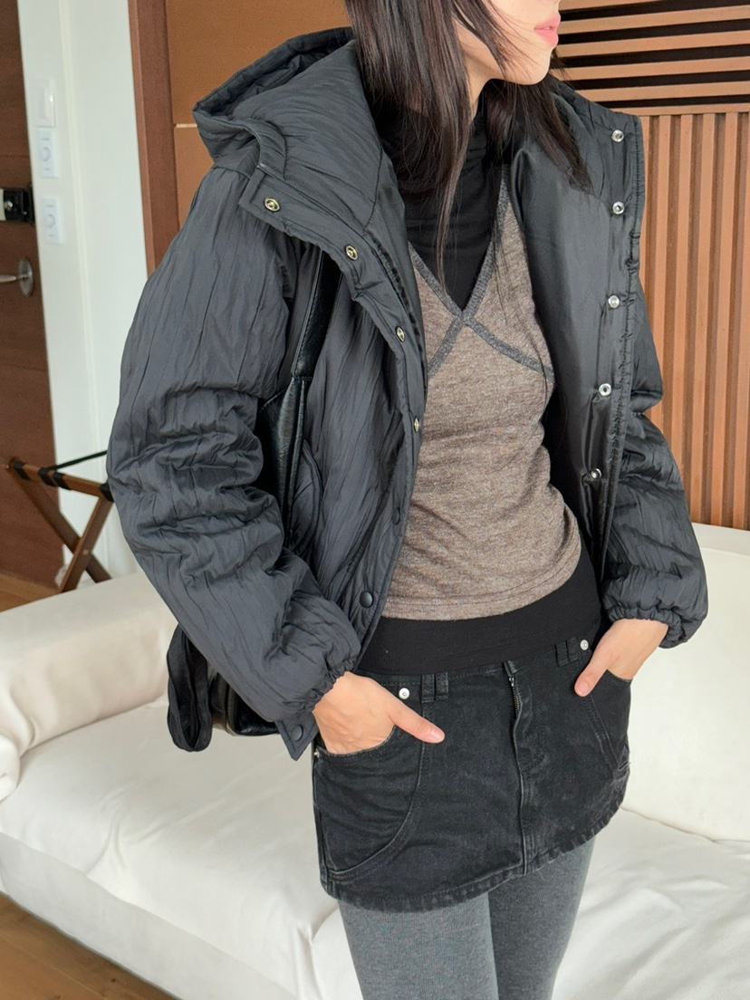 PAPRIKA韓國直郵女士新品24秋夏休閑熱賣職業短款棉服填充PAPRIKA短款棉服