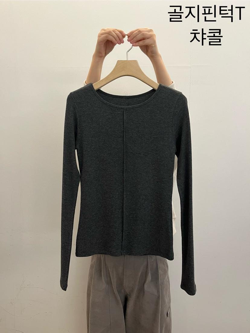 taupe韓國直郵東大門代購女裝新品24秋冬真品長袖T恤羅紋TAUPE長袖T恤圖色2