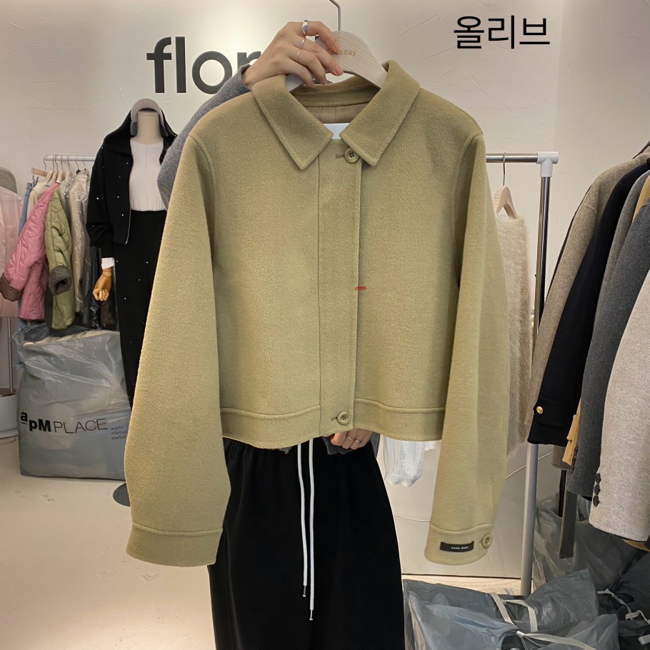 floral韓國直郵東大門代購女裝新款推薦24秋冬短款大衣手工制作FLORAL短款大衣圖色2