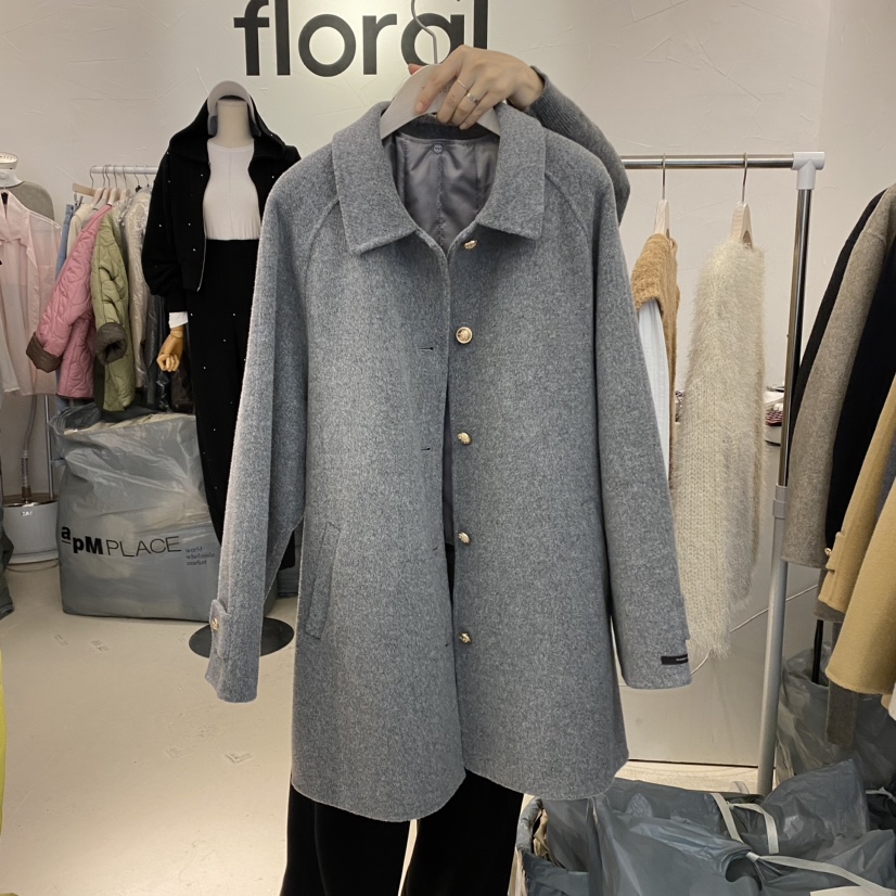 floral韓國直郵東大門代購女裝新款推薦中長款大衣手工制作FLORAL中長款大衣圖色2