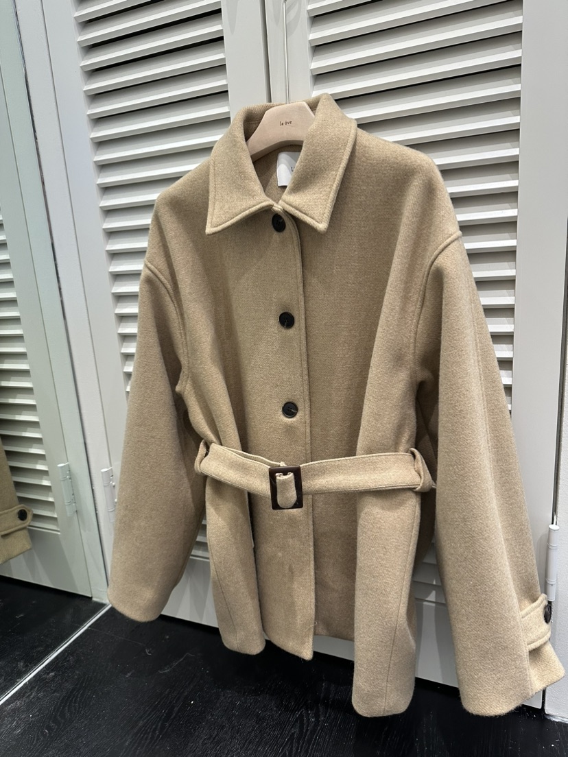 ACME韓國直郵東大門代購女裝新款時尚中長款大衣含腰帶羊毛LE OVE/VERDI中長款大衣圖色1