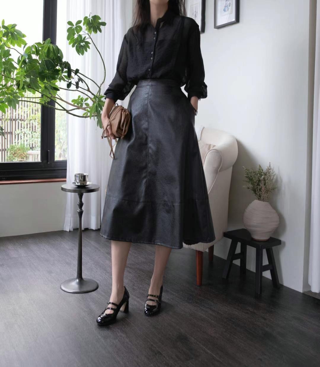 UNENE韓國直郵東大門實拍女裝新品時尚真品半身裙中短裙皮革UNENE半身裙/中短裙
