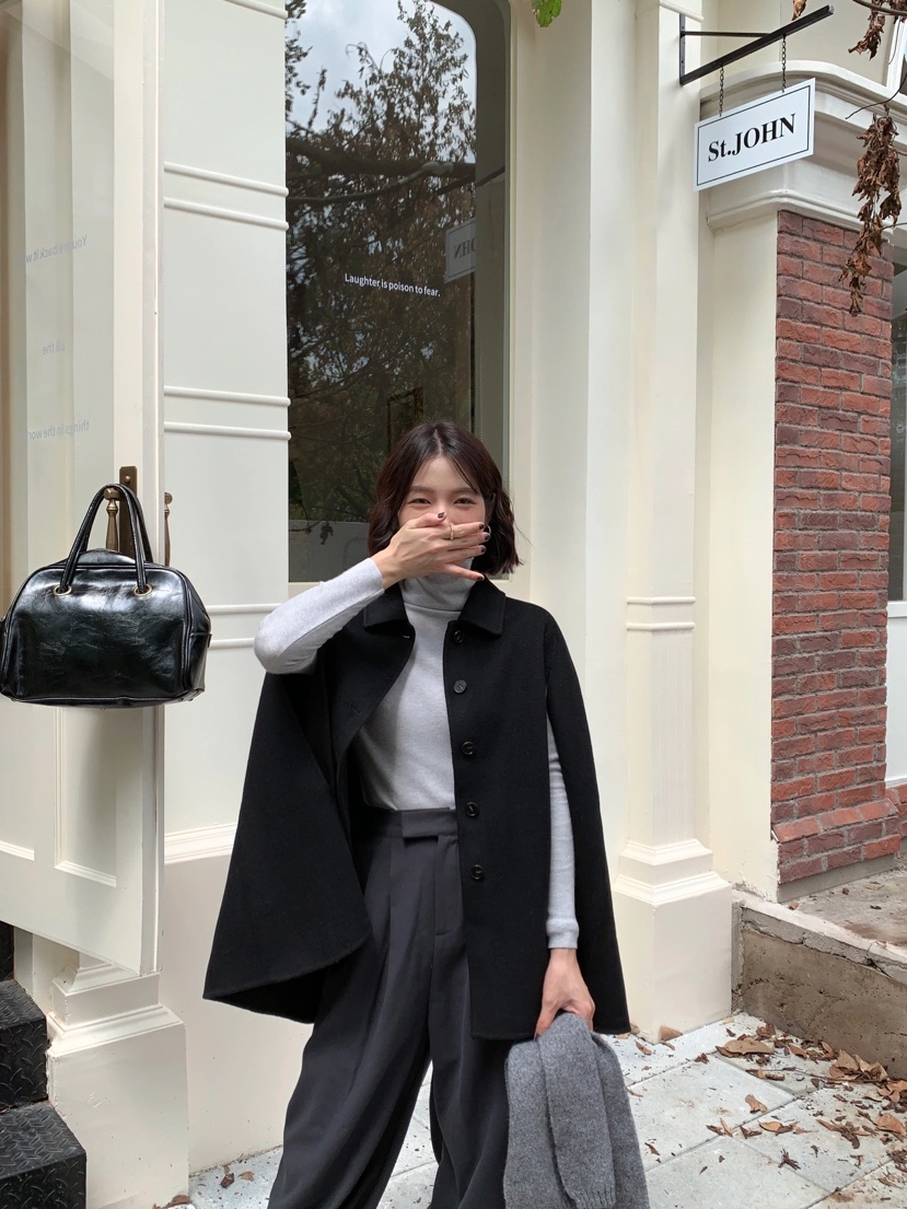 BANI BLUBH韓國直郵女裝新品時尚真品24秋冬短款大衣手工BANI BLUSH短款大衣