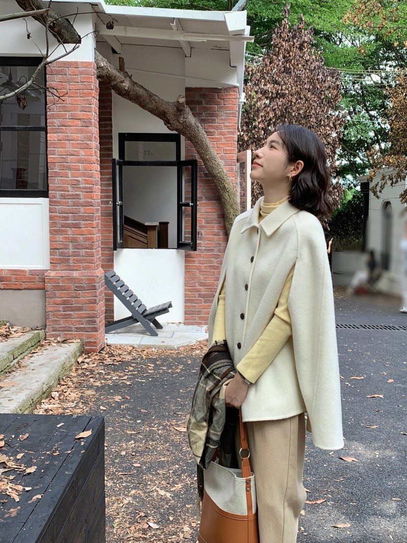 BANI BLUBH韓國直郵女裝新品時尚真品24秋冬短款大衣手工BANI BLUSH短款大衣