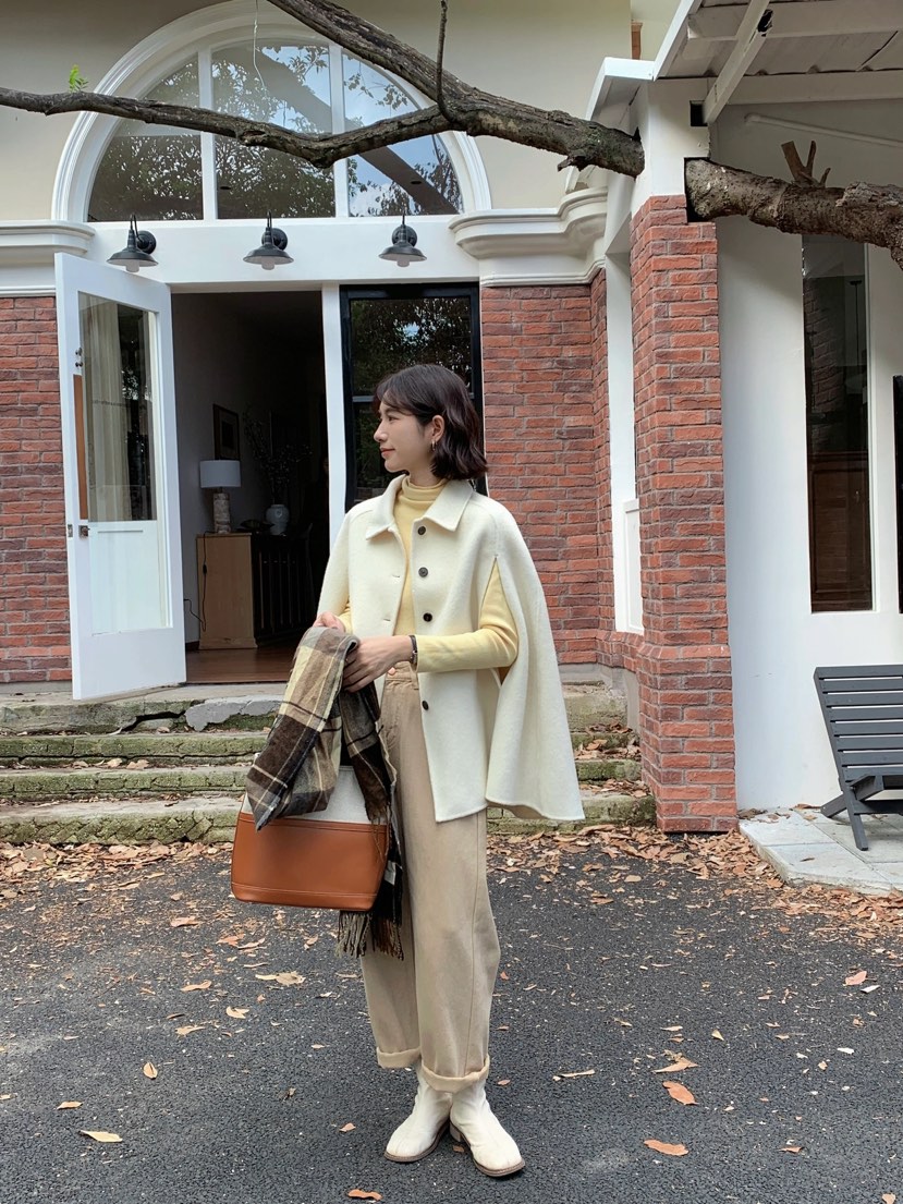 BANI BLUBH韓國直郵女裝新品時尚真品24秋冬短款大衣手工BANI BLUSH短款大衣