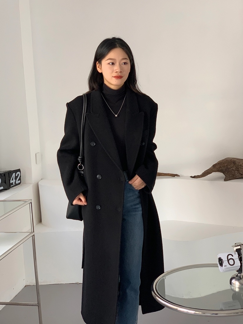 BANI BLUBH韓國直郵東大門實拍女裝新款休閑中長款大衣含腰帶BANI BLUSH中長款大衣