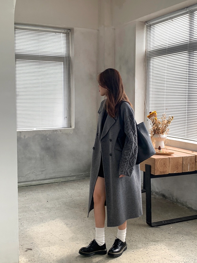 BANI BLUBH韓國直郵女裝新款職業休閑熱賣人氣中長款大衣手工BANI BLUSH中長款大衣
