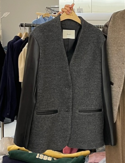 BOUND.A直郵韓國代購女裝新品熱賣時尚休閑真品短款大衣羊毛BOUND.A短款大衣圖色1