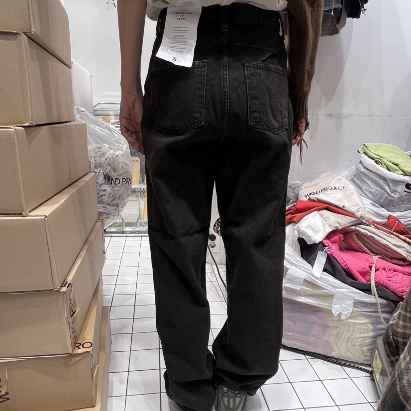 THE WEEKND韓國直郵東大門代購女裝新款職業推薦牛仔褲羊毛THE WEEKND牛仔褲