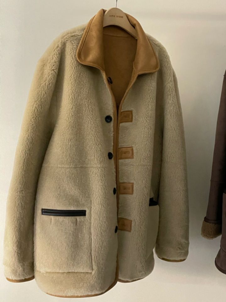 LA MUETTE/JAMIESTONE韓國直郵東大門代購女裝新品24秋冬中長款大衣兩面可穿雙面FLAT GARDEN/LA MUETTE/JAMIESTONE中長款大衣