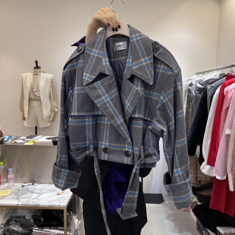 inno韓國直郵東大門代購女裝新款推薦職業24秋冬短款大衣INNO短款大衣圖色1