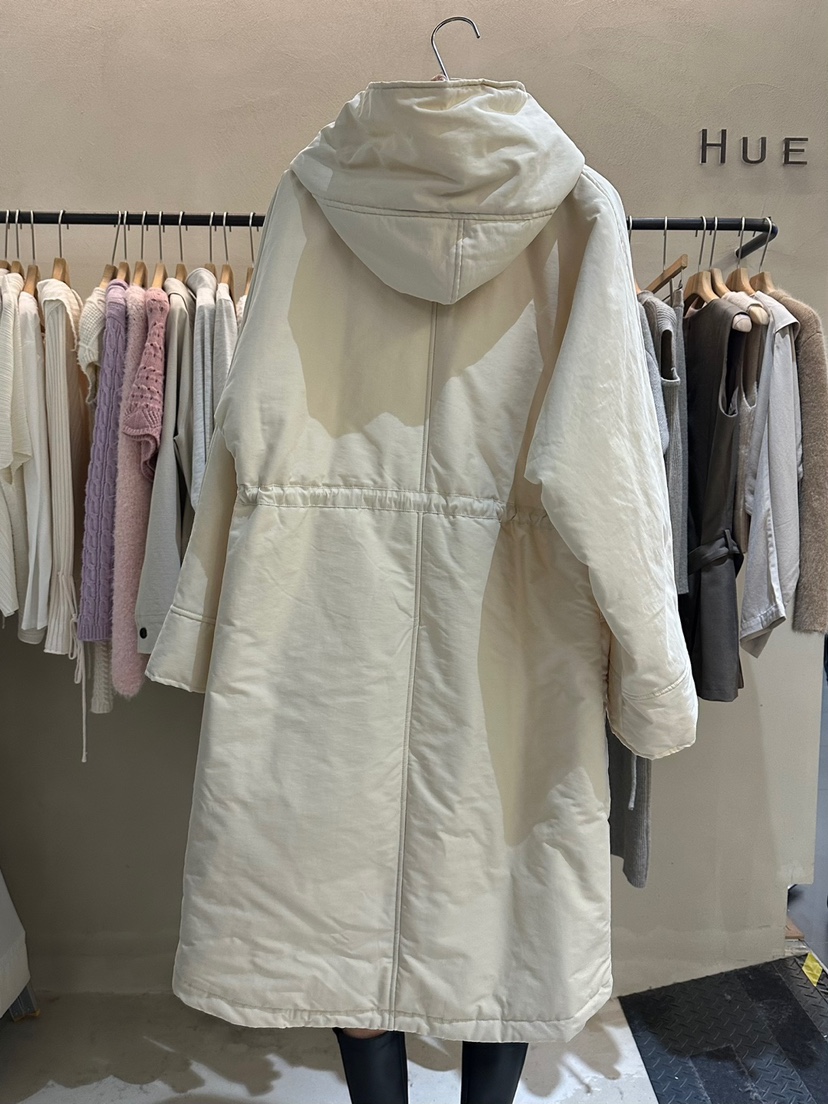 HUE韓國直郵女裝新品熱賣休閑推薦24秋冬職業長款羽絨服兜帽ERIA/HUE長款羽絨服