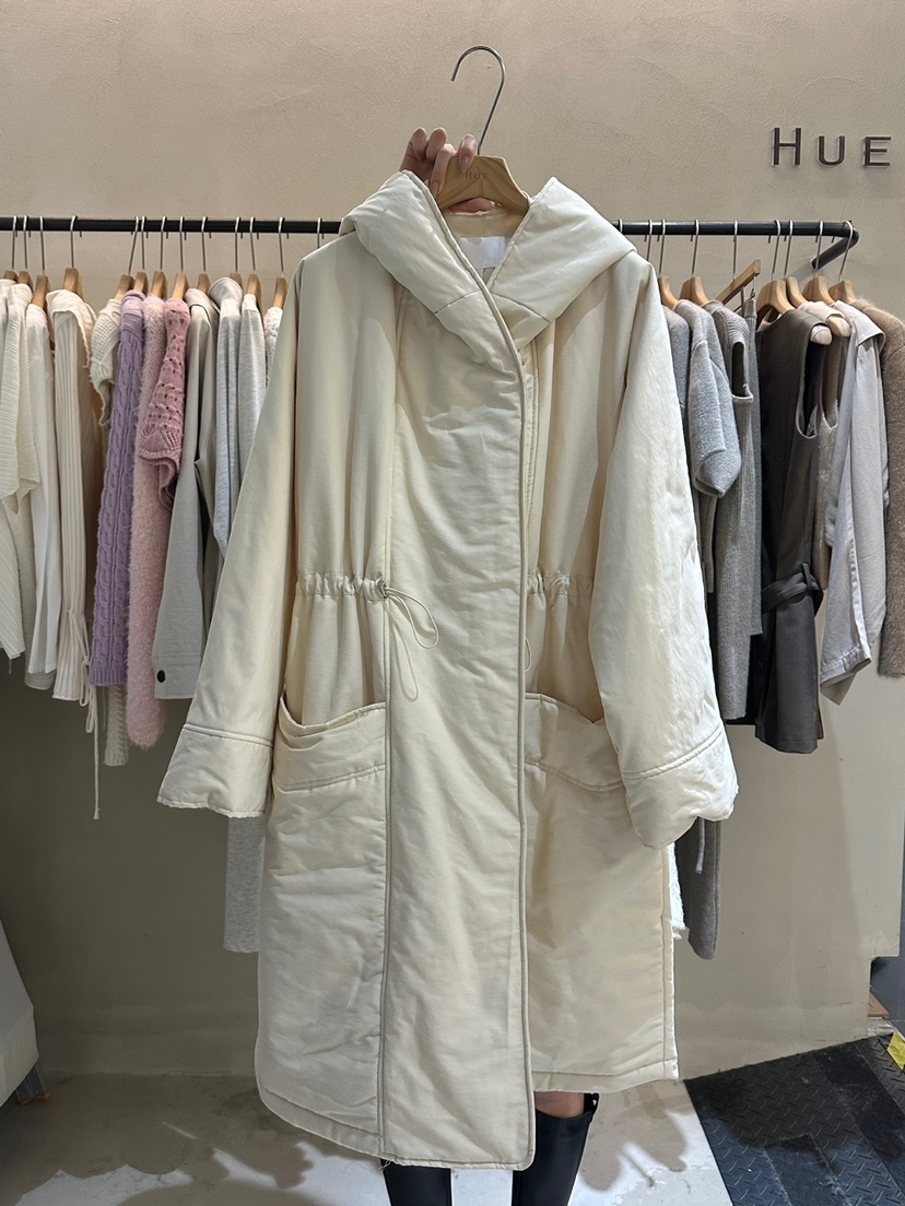 HUE韓國直郵女裝新品熱賣休閑推薦24秋冬職業長款羽絨服兜帽ERIA/HUE長款羽絨服圖色2