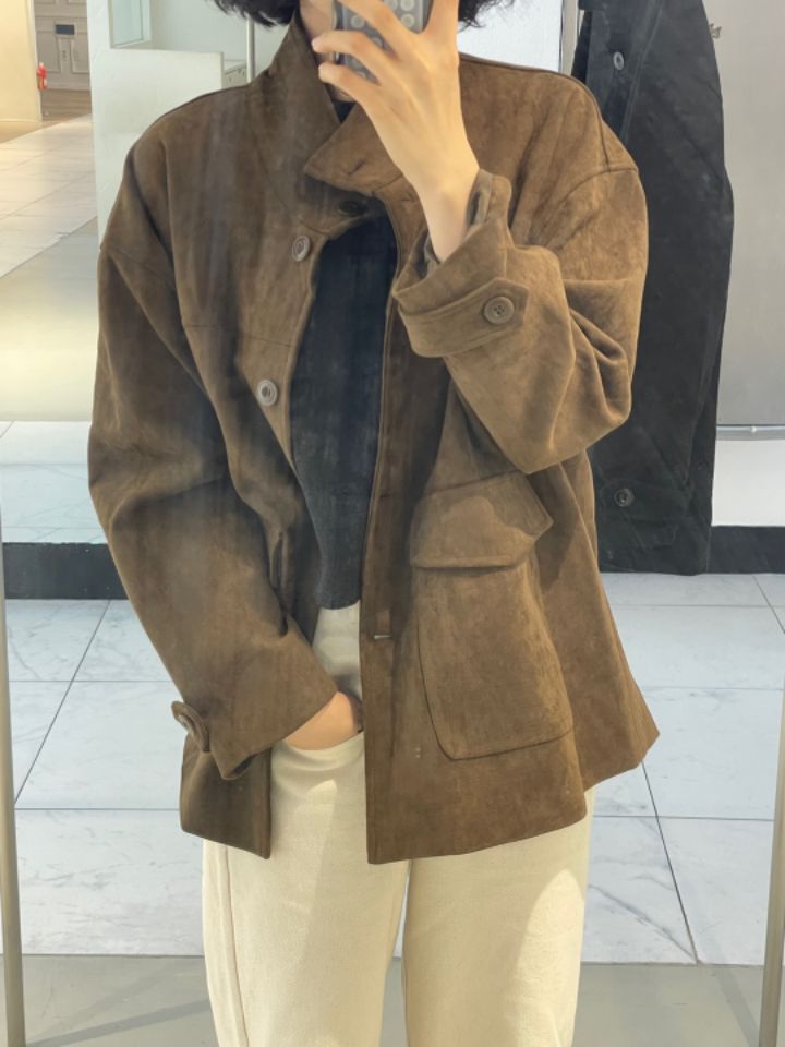 CALLIT直郵韓國代購女裝新品24秋冬真品人氣職業夾克麂皮CALLIT夾克