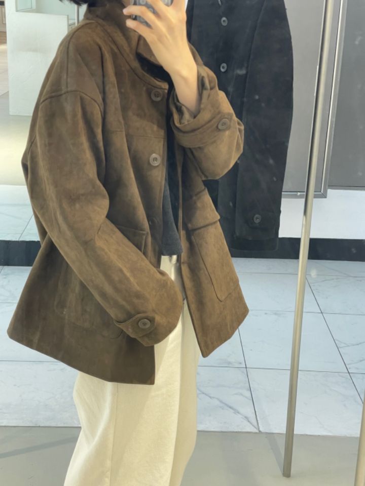 CALLIT直郵韓國代購女裝新品24秋冬真品人氣職業夾克麂皮CALLIT夾克