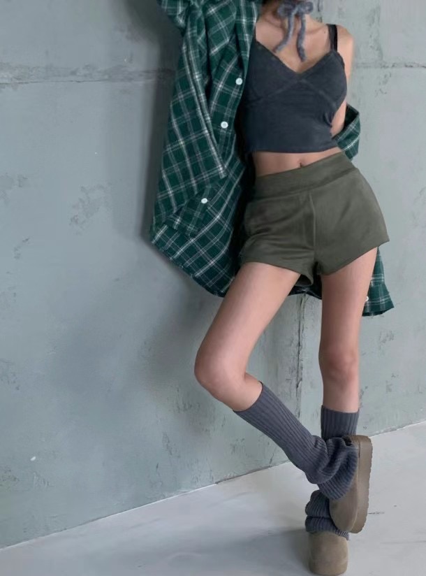 ROLLER韓國直郵東大門代購女裝新品休閑職業人氣時尚短褲麂皮ROLLER短褲