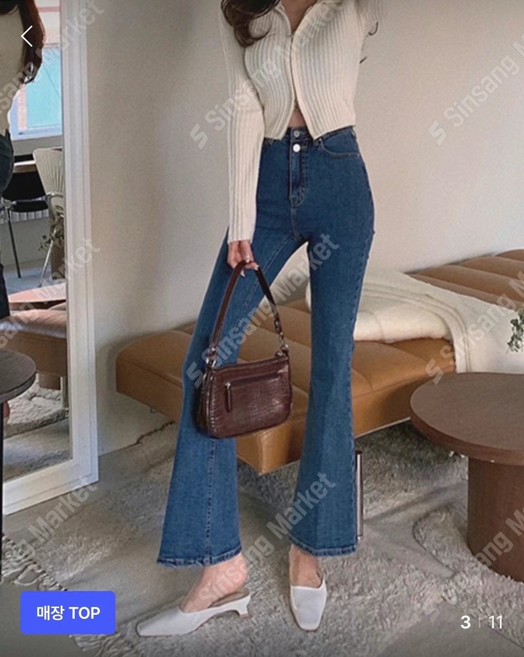 BLOCK韓國直郵東大門代購女裝新品推薦職業人氣休閑時尚牛仔褲BLOCK牛仔褲