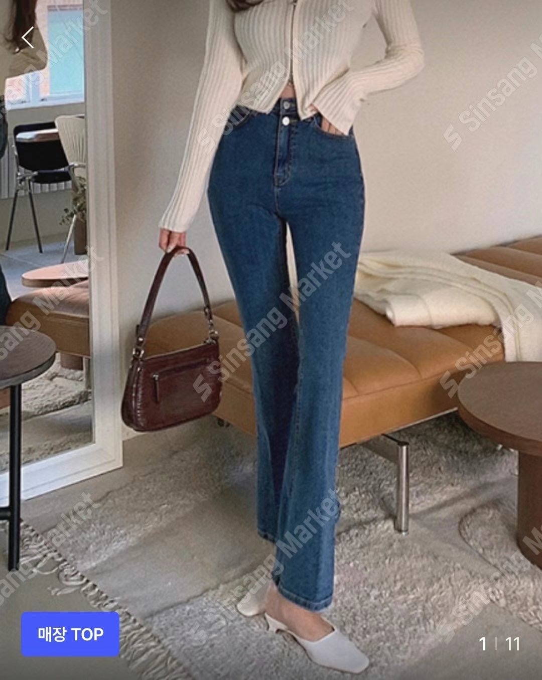 BLOCK韓國直郵東大門代購女裝新品推薦職業人氣休閑時尚牛仔褲BLOCK牛仔褲圖色1