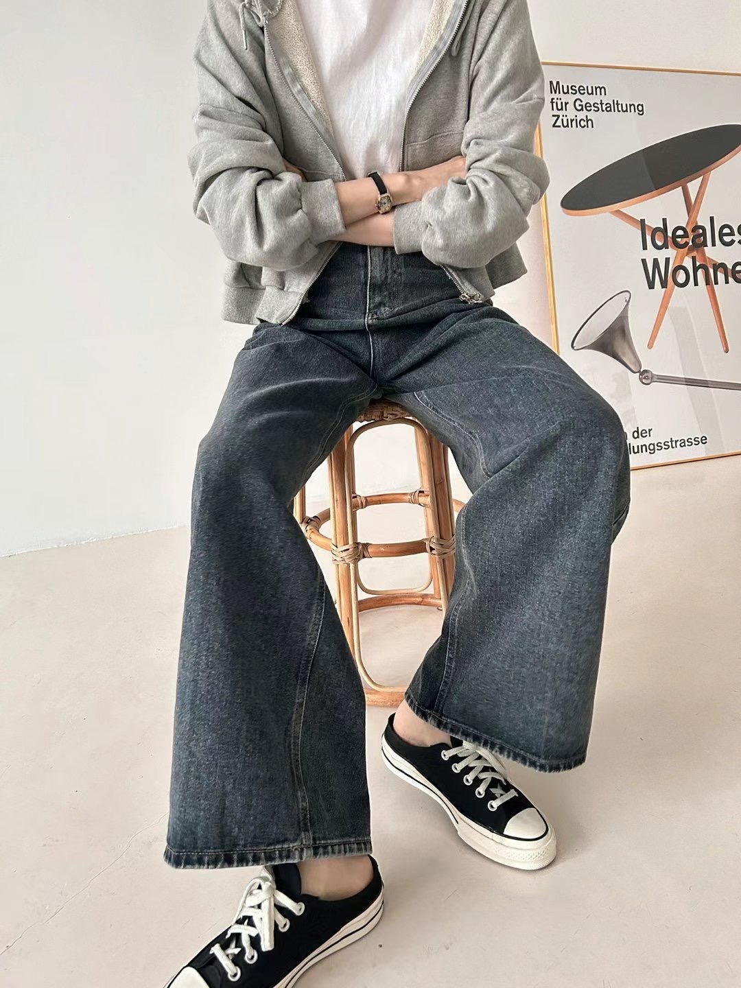 BLOCK韓國直郵東大門實拍女裝新品職業休閑真品推薦人氣牛仔褲BLOCK牛仔褲