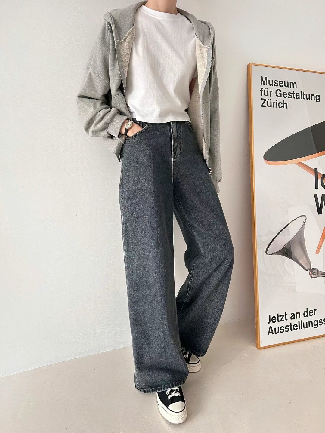 BLOCK韓國直郵東大門實拍女裝新品職業休閑真品推薦人氣牛仔褲BLOCK牛仔褲