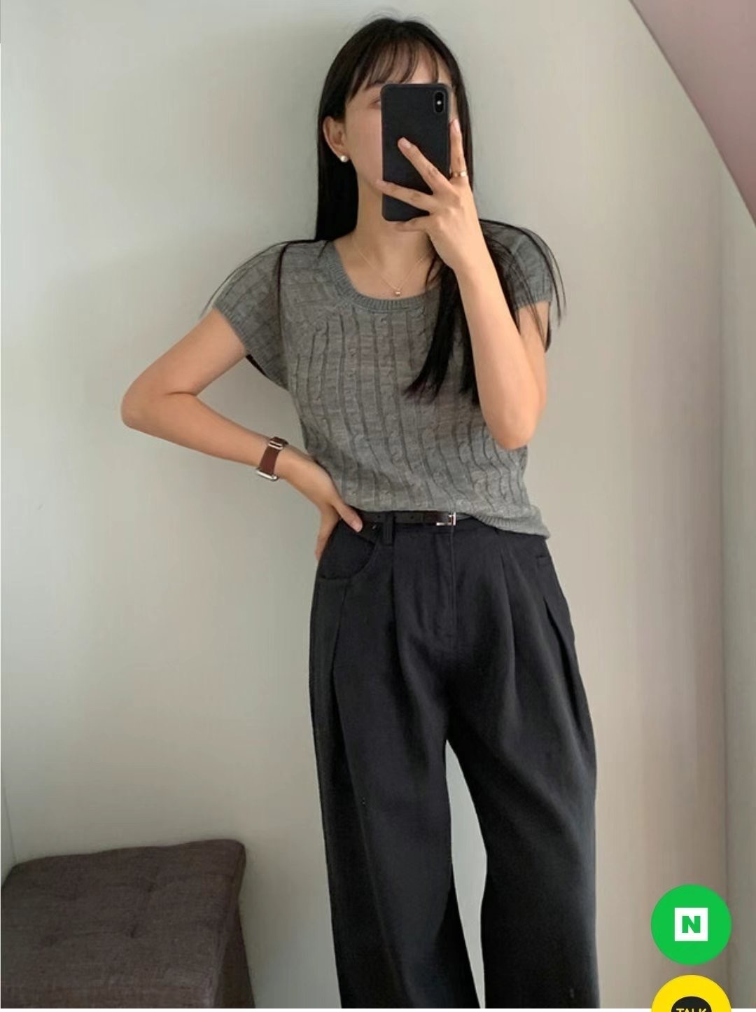 BLOCK韓國直郵東大門實拍女裝新品24秋冬時尚人氣休閑牛仔褲BLOCK牛仔褲