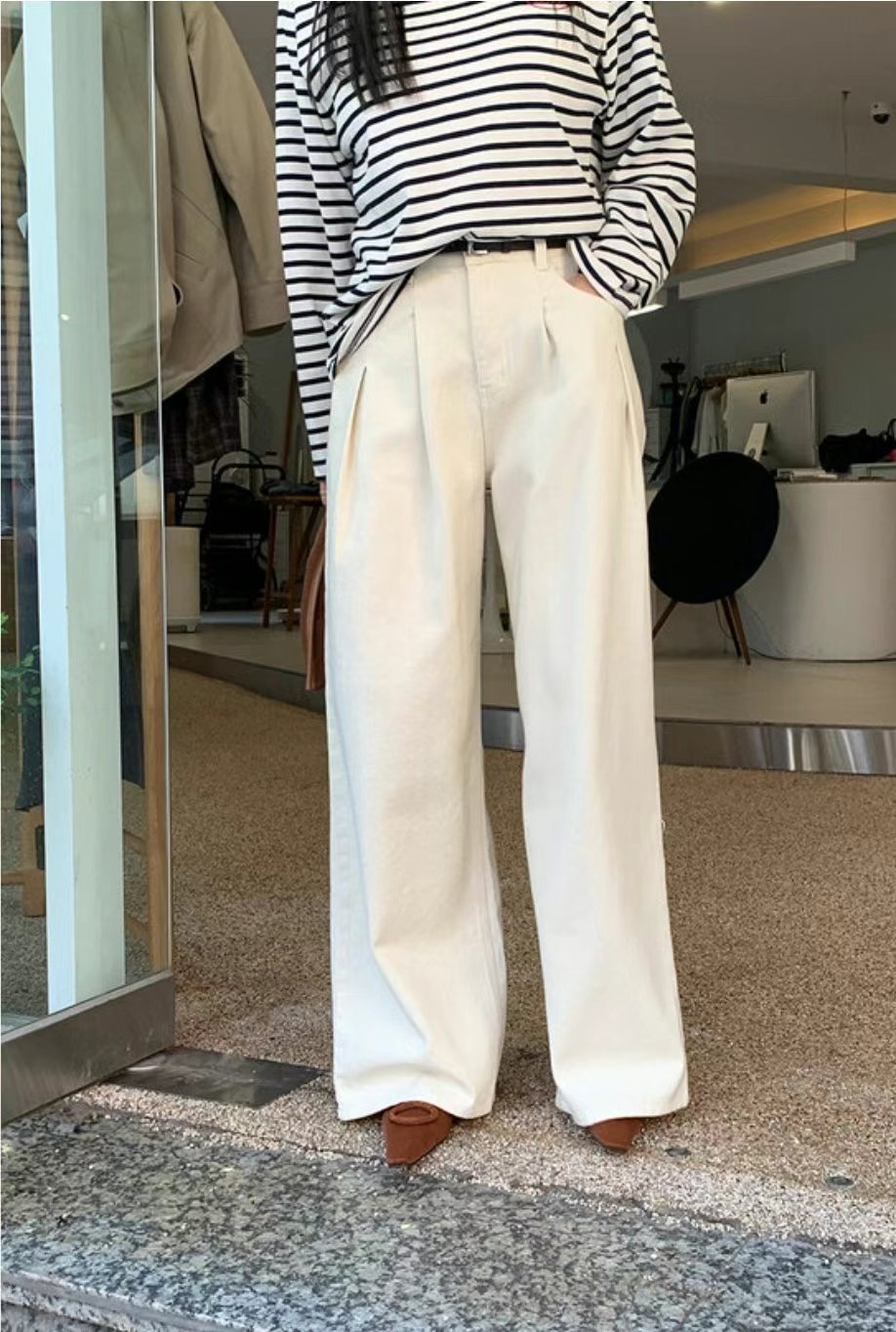 BLOCK韓國直郵東大門實拍女裝新品24秋冬時尚人氣休閑牛仔褲BLOCK牛仔褲圖色1