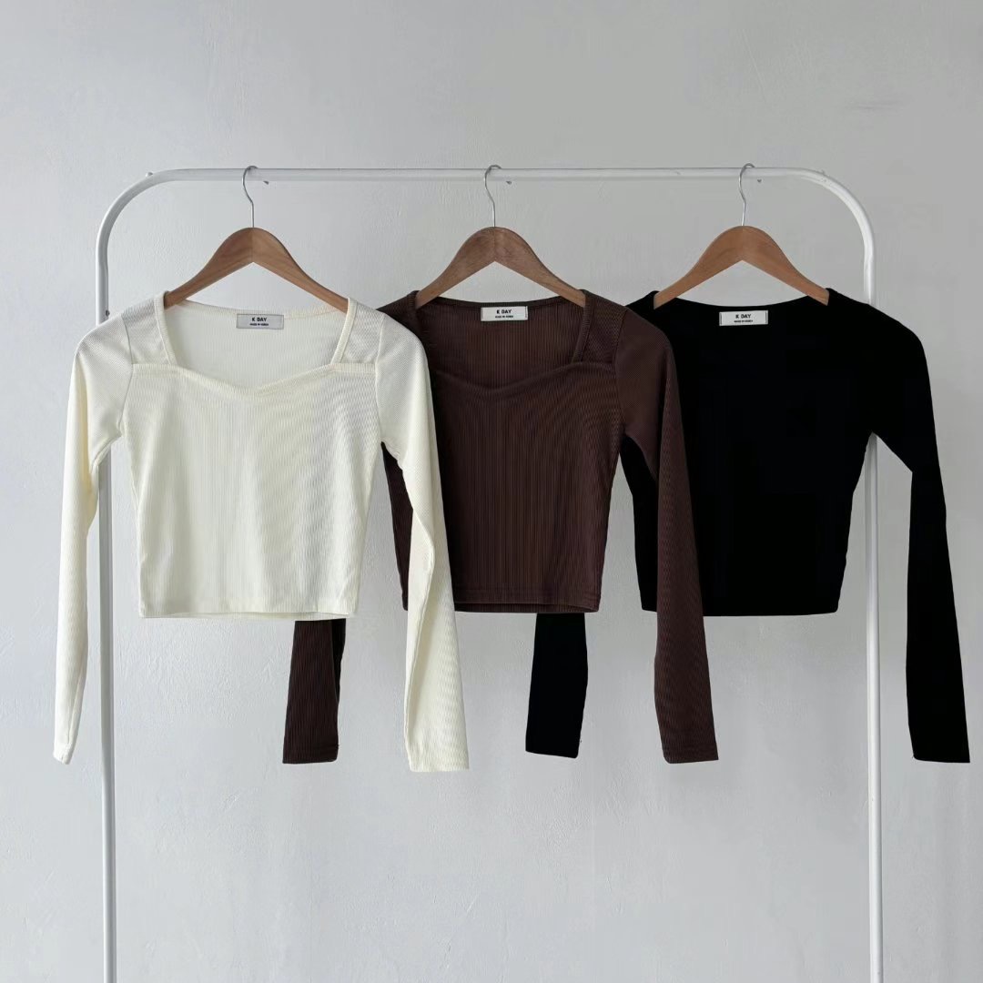 K.DAY直郵韓國代購女裝新品時尚24秋冬推薦休閑真品長袖T恤K.DAY-2件起長袖T恤圖色3左三色