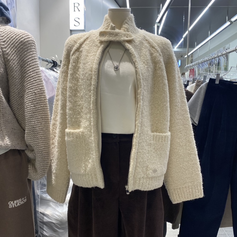 OURS直郵韓國代購女裝新品真品人氣24秋冬針織衫羊駝毛拉鏈OURS針織衫
