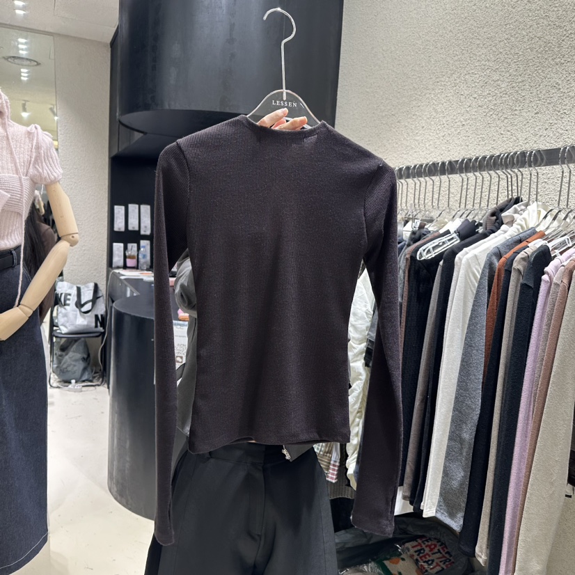 LESSEN直郵韓國代購女裝新款人氣時尚職業真品24秋冬長袖T恤CLAFO長袖T恤