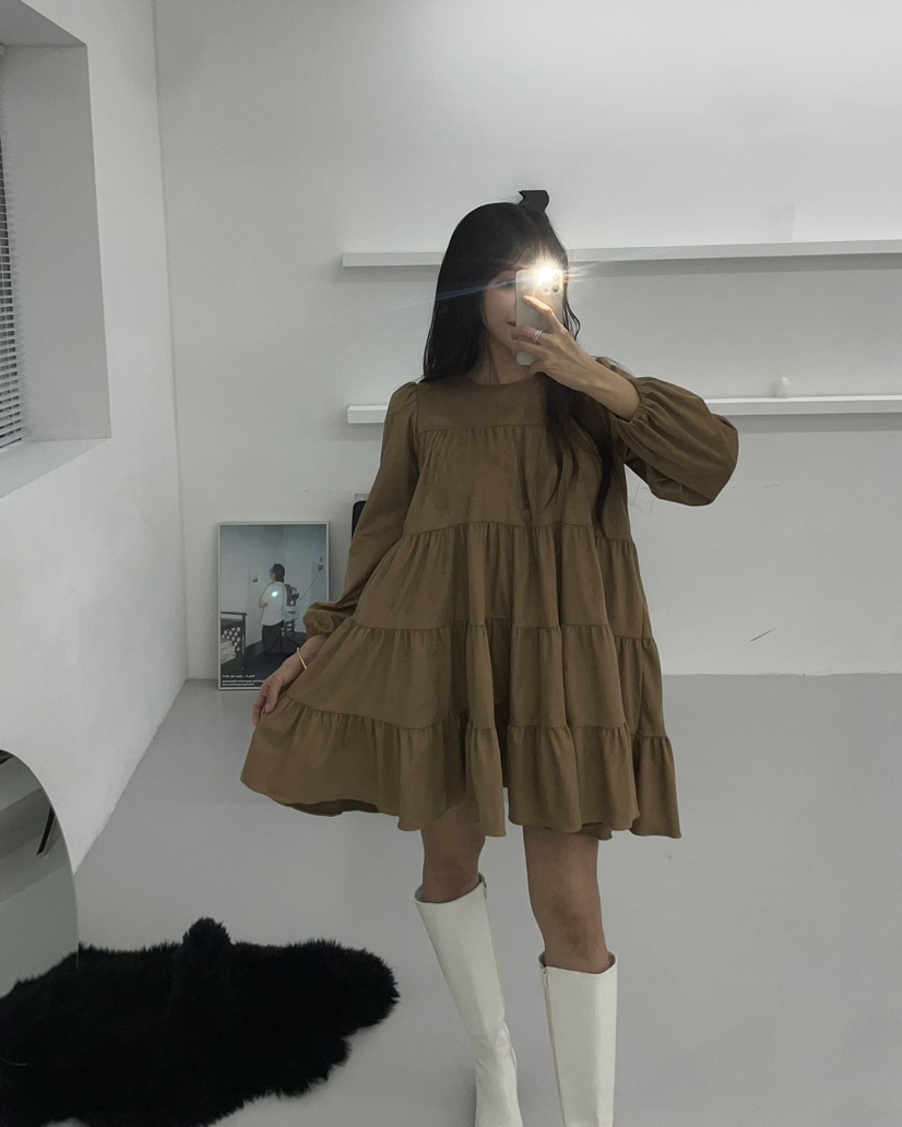 A.SOLE直郵韓國代購女裝新款熱賣人氣職業休閑連衣裙絨面革A.SOLE連衣裙