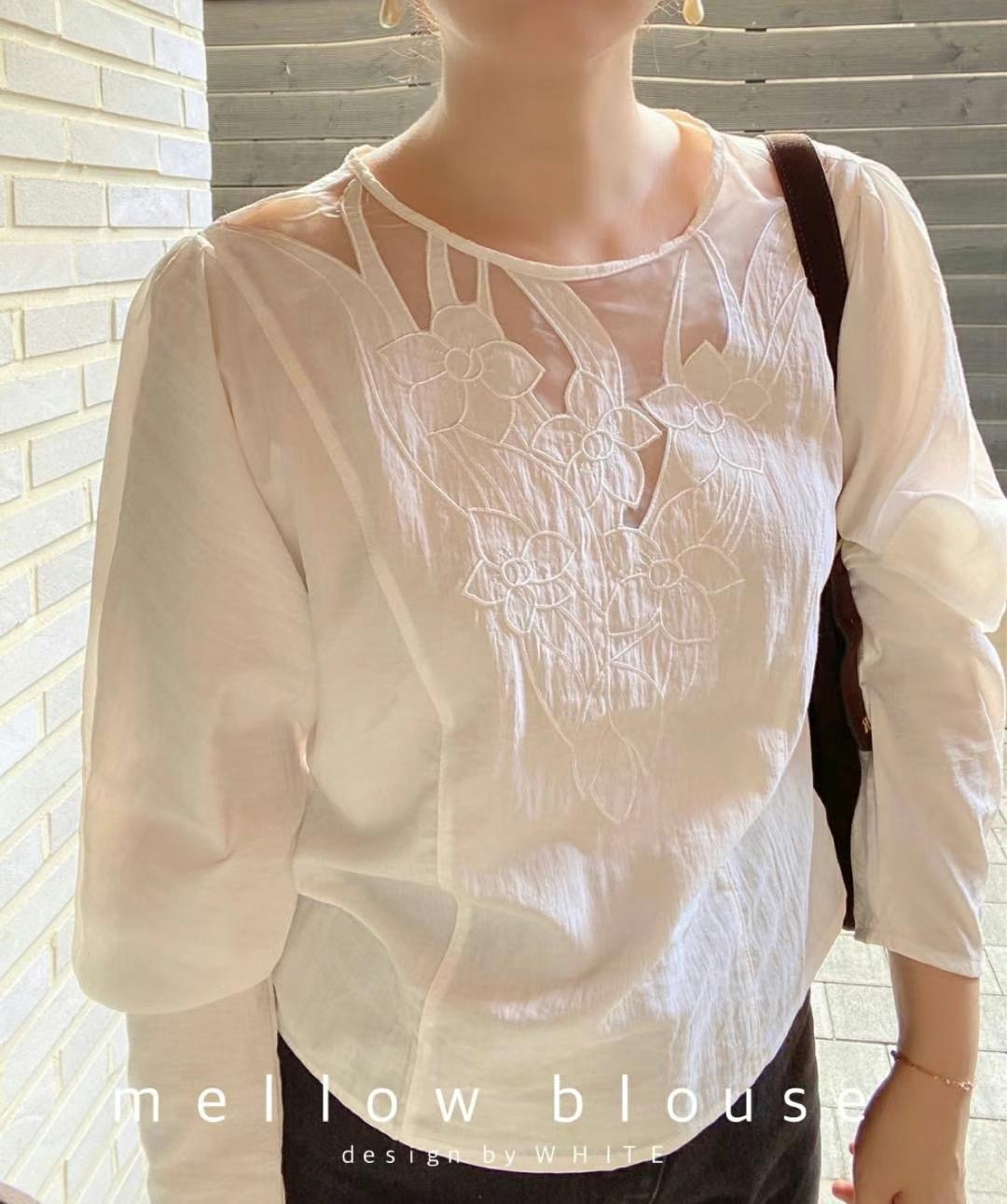 WHITE韓國直郵女裝新款職業熱賣24秋冬真品人氣襯衫蕾絲衫WHITE襯衫/蕾絲衫