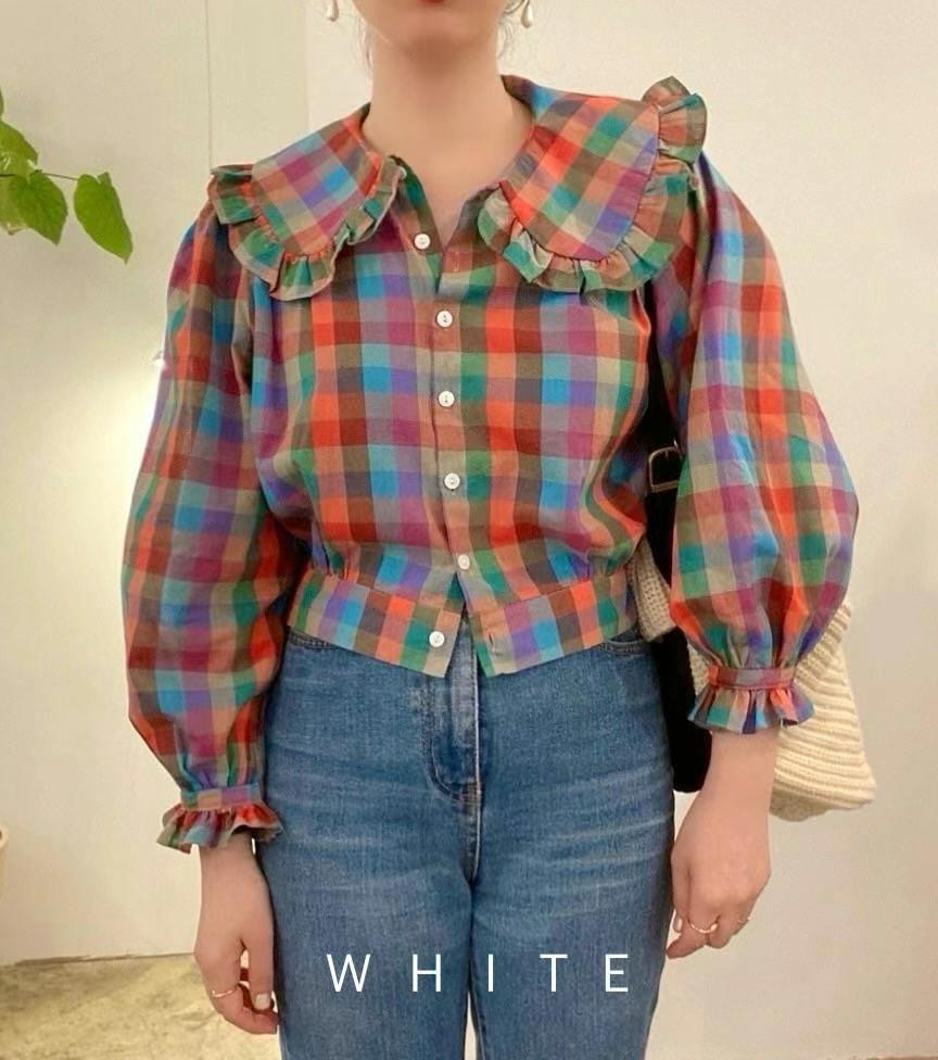 WHITE直郵韓國代購女裝新品熱賣24秋冬真品時尚襯衫蕾絲衫WHITE襯衫/蕾絲衫