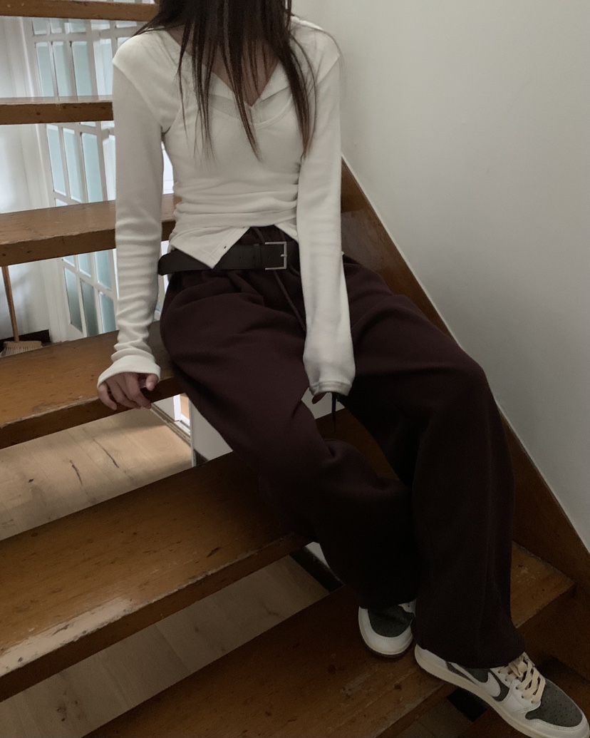 LOVE MOMENT韓國直郵東大門代購女裝新品時尚真品休閑褲抓絨LOVE MOMENT休閑褲