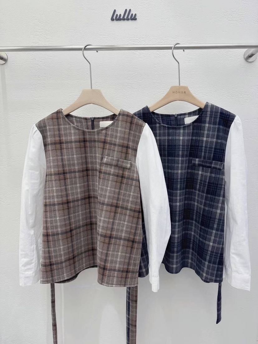 LULULALLA韓國直郵東大門實拍女裝新款時尚襯衫蕾絲衫含腰繩LULULALLA襯衫/蕾絲衫