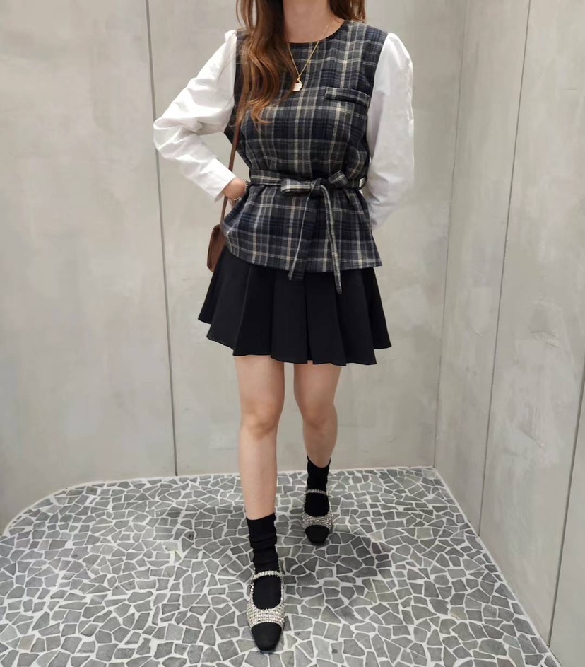 LULULALLA韓國直郵東大門實拍女裝新款時尚襯衫蕾絲衫含腰繩LULULALLA襯衫/蕾絲衫圖色2