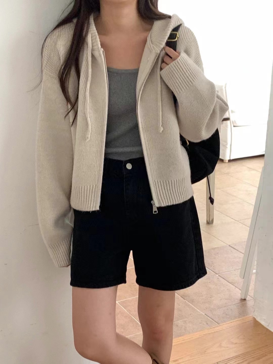 SALT.B直郵韓國代購女裝新款熱賣時尚休閑24秋冬針織衫拉鏈連帽SALT.B針織衫