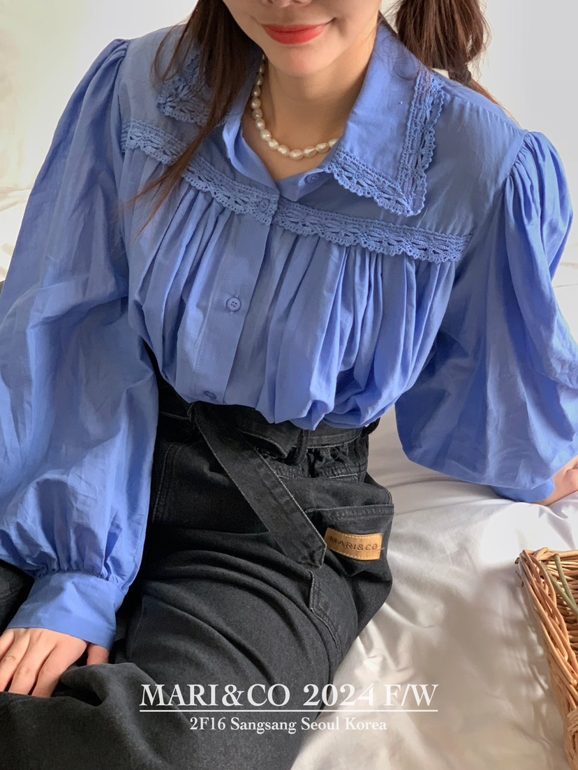 MARI CO直郵韓國代購女裝新款職業推薦真品休閑襯衫蕾絲衫ARANCIA襯衫/蕾絲衫