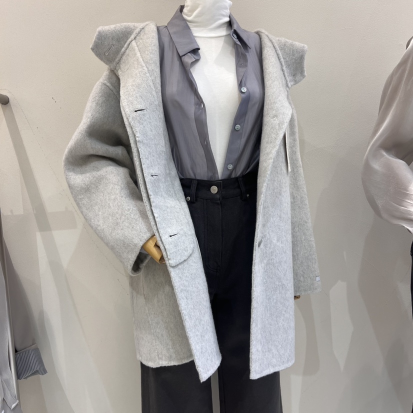 HANNA21韓國直郵東大門實拍女裝新款推薦中長款大衣手工連帽HANNA21中長款大衣圖色3