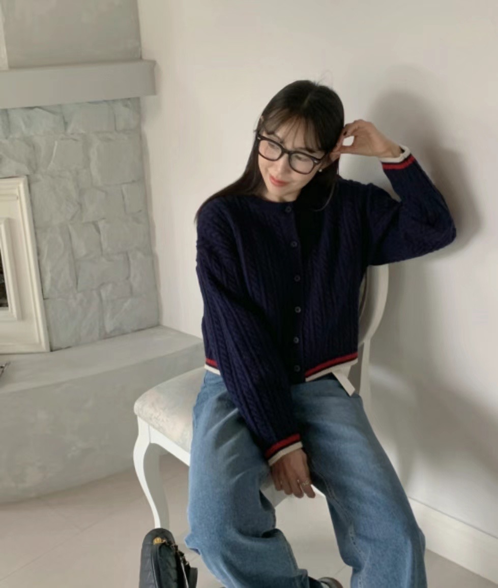 SLEEK直郵韓國代購女裝新款人氣推薦職業24秋冬針織衫寬松開衫SLEEK針織衫