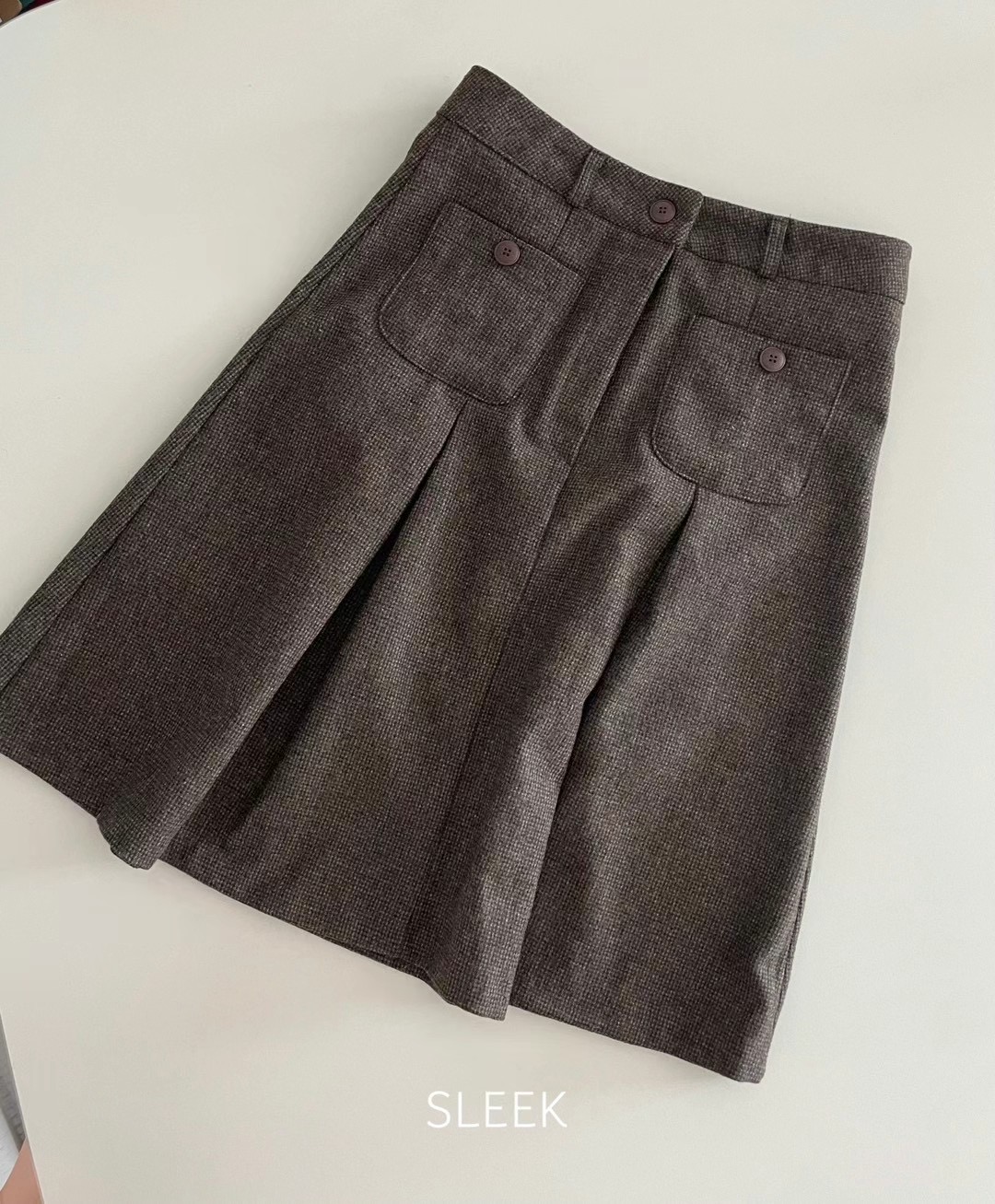 SLEEK直郵韓國代購女裝新品人氣半身裙中短裙格紋半身裙羊毛SLEEK半身裙/中短裙