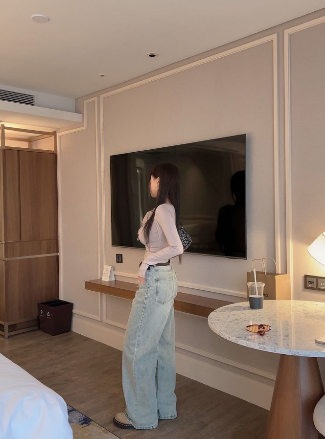 MAGASIN-OT韓國直郵女裝新品時尚推薦真品熱賣牛仔褲闊腿褲MAGASIN-OT牛仔褲