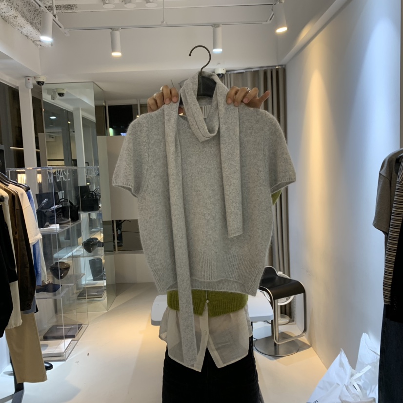 PLAT BASE韓國直郵東大門實拍女裝新品人氣針織衫安哥拉含圍巾PLAT BASE針織衫圖色2