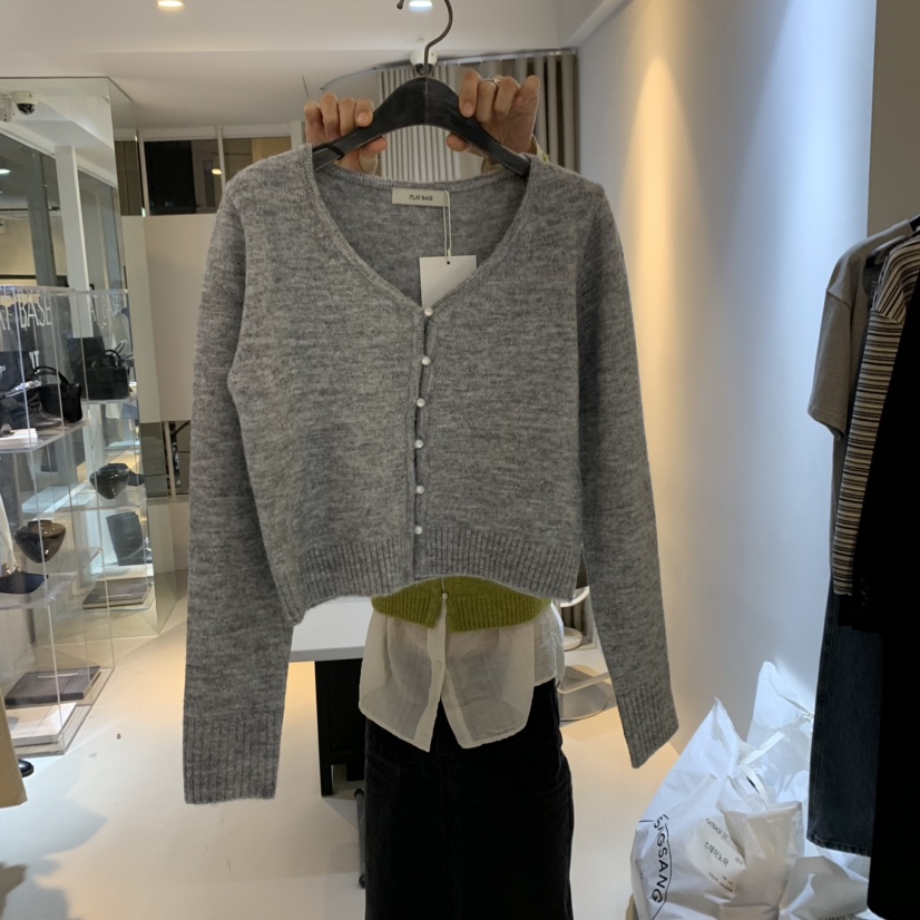 PLAT BASE直郵韓國代購女裝新品熱賣休閑職業時尚針織衫開衫PLAT BASE針織衫