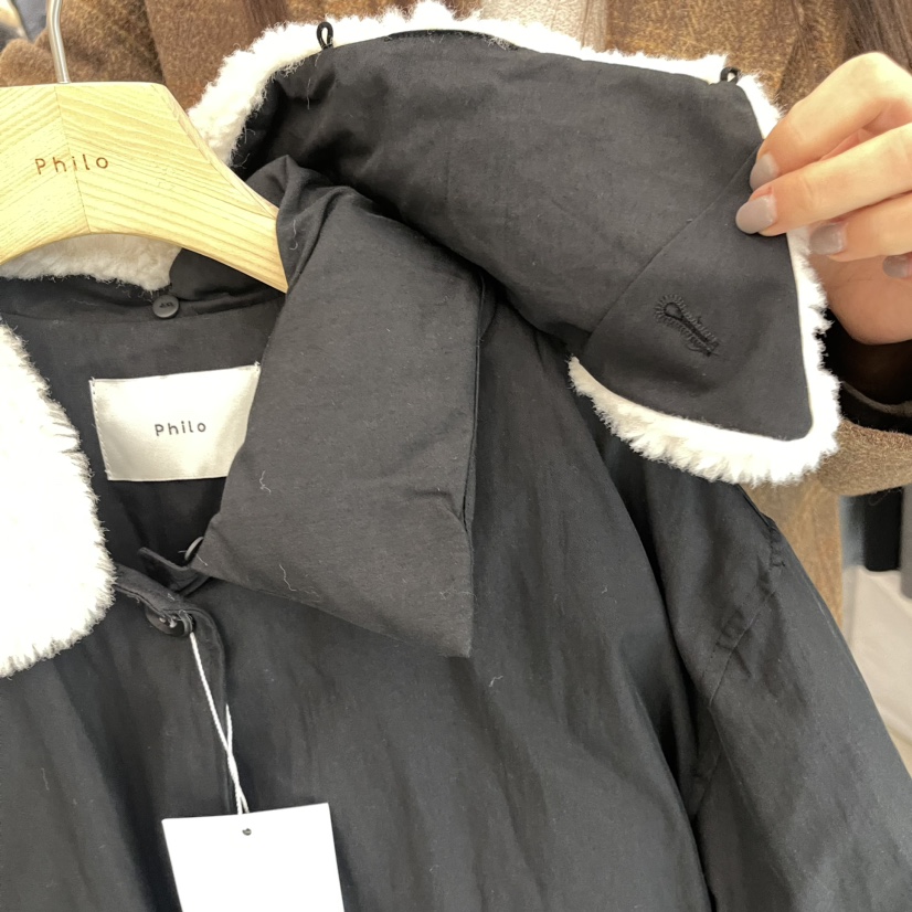 Philo直郵韓國代購女裝新款休閑時尚長款棉服可拆卸填充絨鴨PHILO長款棉服