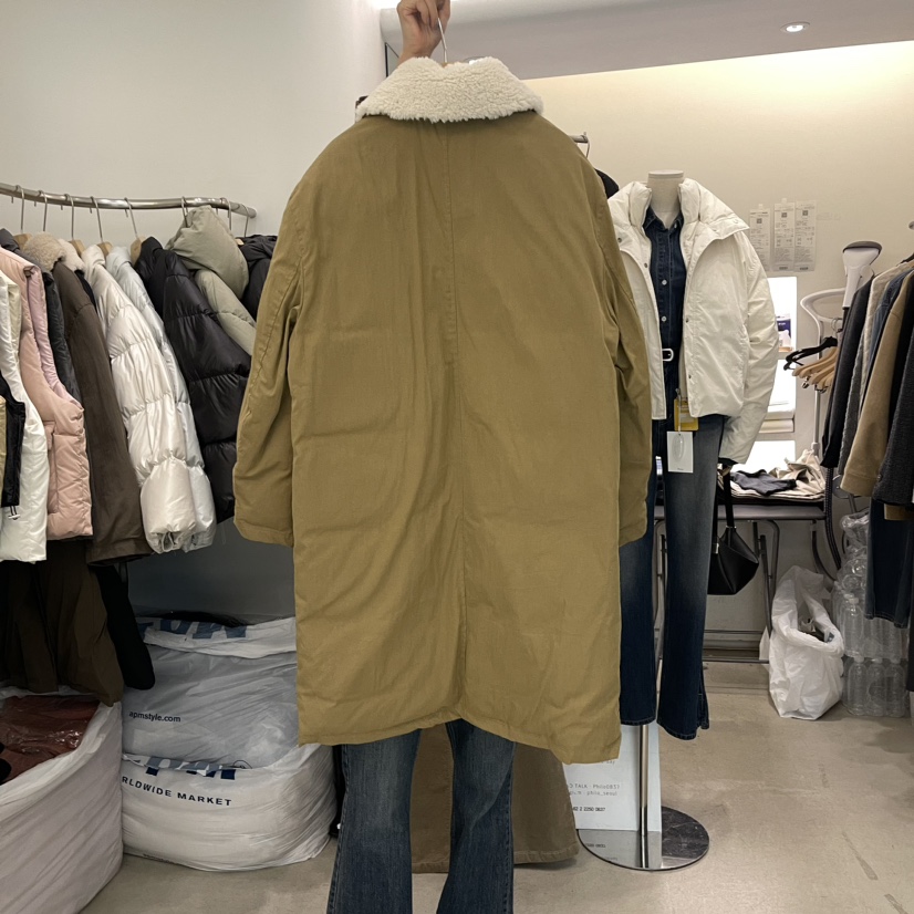 Philo直郵韓國代購女裝新款休閑時尚長款棉服可拆卸填充絨鴨PHILO長款棉服